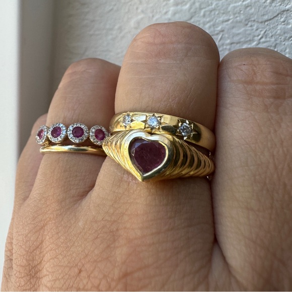 14k Dome Gold Ring With Old Mine Cut, Starset Diamonds - Picture 3 of 6